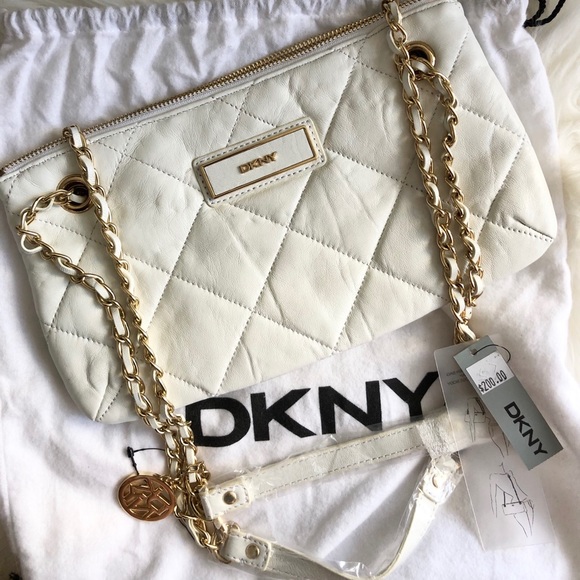 DKNY NWT White Quilted Leather Shoulder Bag - Picture 2 of 6